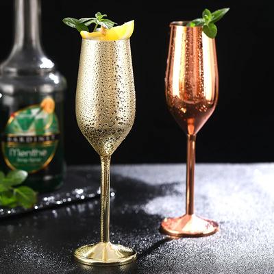 Stainless Steel Champagne Glass, Fall-Resistant, European Bubble Glass, Wedding, Red Wine Glass, Sweet Home Glass, 200ml, 2Pcs