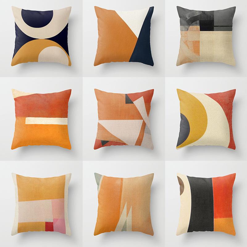Simple Abstract Geometric Pattern Pillow Case Fashion Fabric Home Sofa Bedside Cushion Pillow Case
