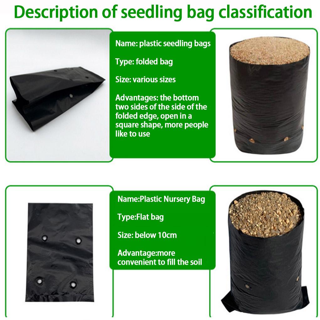 200PCSNursing Growing Bags Pouch Black Plastic Pockets Breathable Garden Cultivation Indoor Outdoor Cultivation Planting Planter