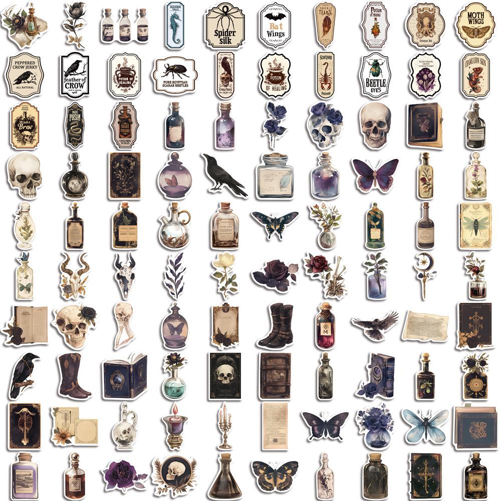 100 Dark Potion Bottle Specimens Graffiti Stickers Decorate Guitar Notebook Suitcase DIY Waterproof
