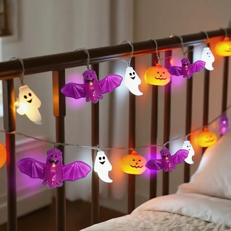 

1pc Halloween Pumpkin Bat Ghost String Light 10/20/30LED Hanging Lamp Battery Powered For Home Bedroom Window Party Indoor Decor 1.5M10LED белый