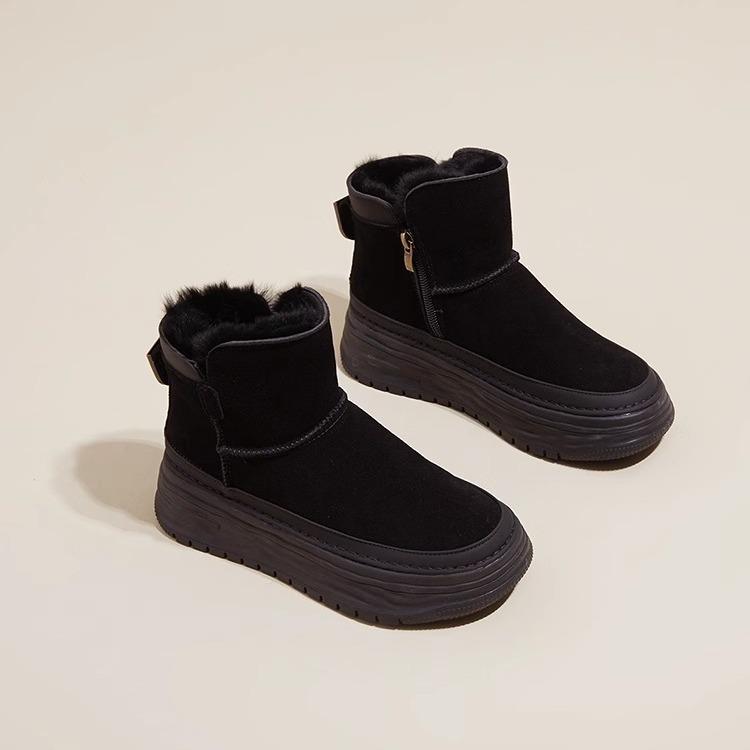 Thick-soled heightening snow boots women's winter velvet thickened warm non-slip short cotton boots wool lining