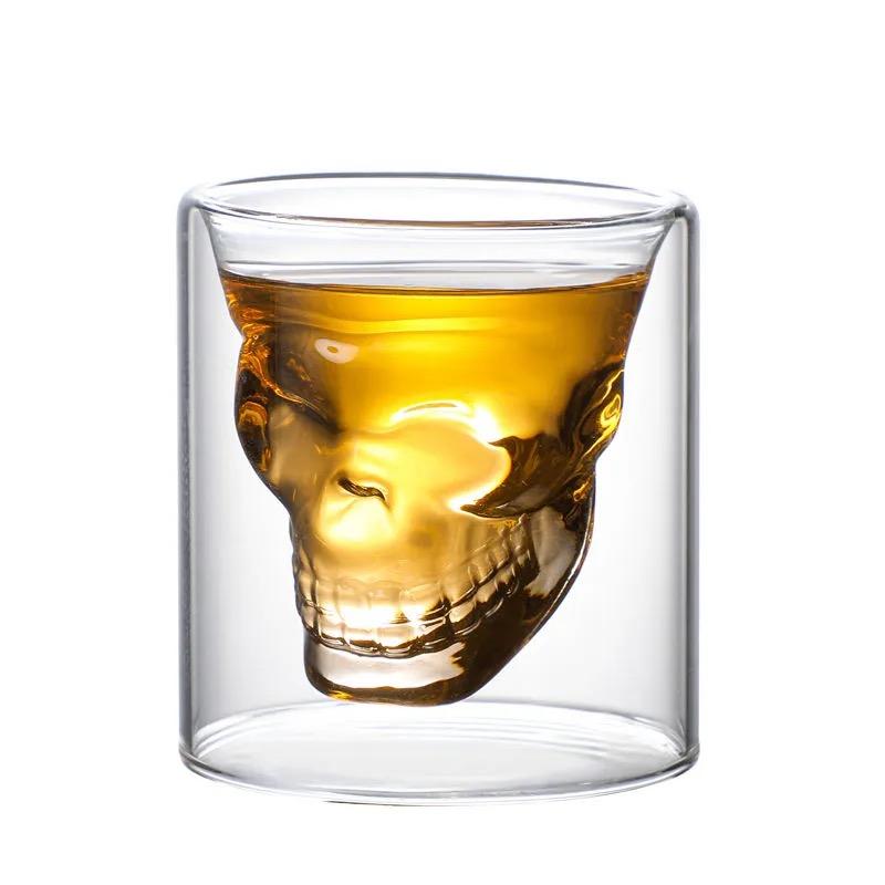 Crystal Skull Glass Cup – Double Layer Transparent Mug for Coffee, Whiskey, Wine, Beer