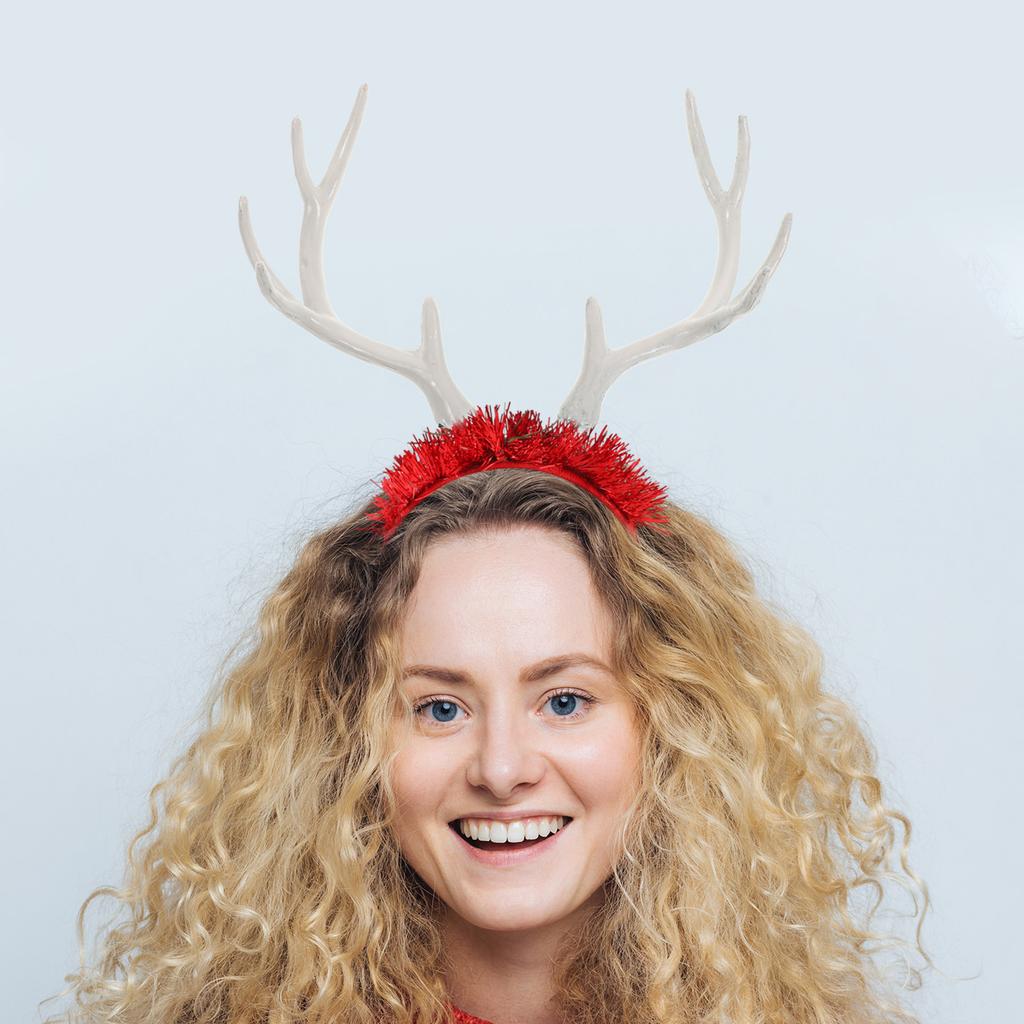 1Pair White Deer Antlers Realistic Christmas Props 17Cm DIY Holiday Decorations Cosplay Party Accessories Headband