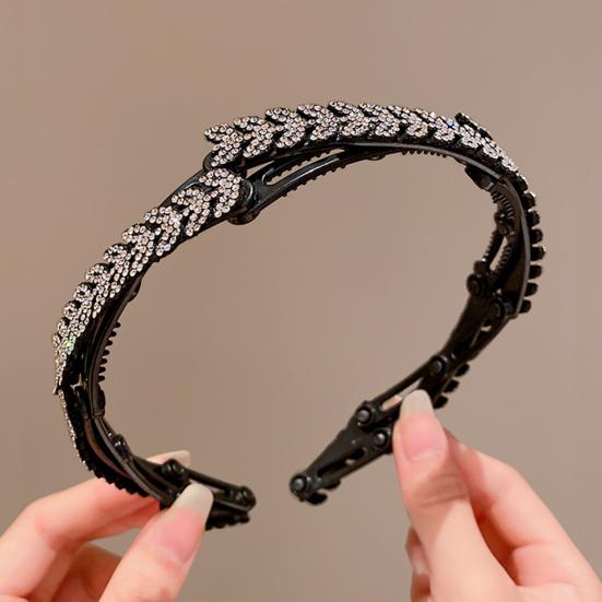 3/4Pcs Retractable Pocket Headbands Non-Slip Portable Telescopic Hair Hoops Rhinestones Wheat Decor Foldable