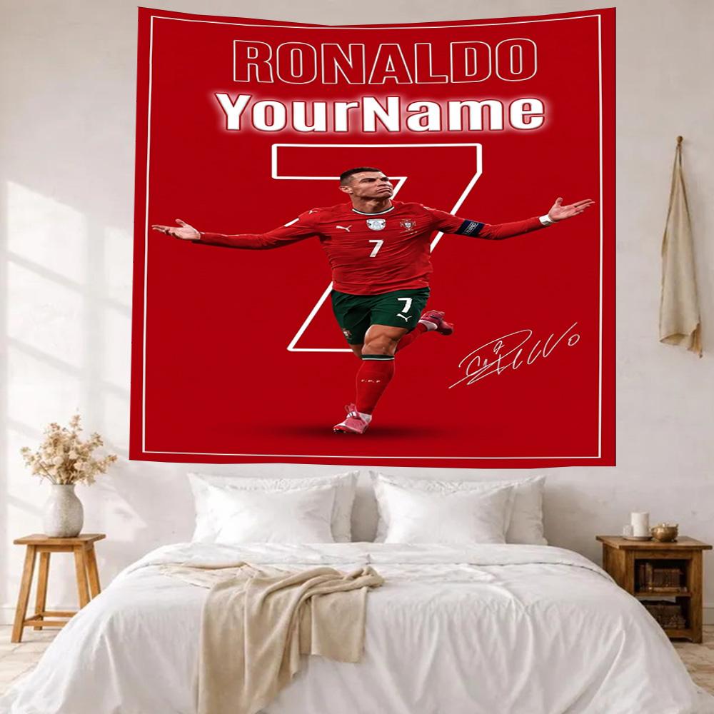 Cristiano Ronaldo Custom Your Name Wall Decor Tapestry Art For Pet Memorial Birthdaywedding Party Backdrop Family Gift