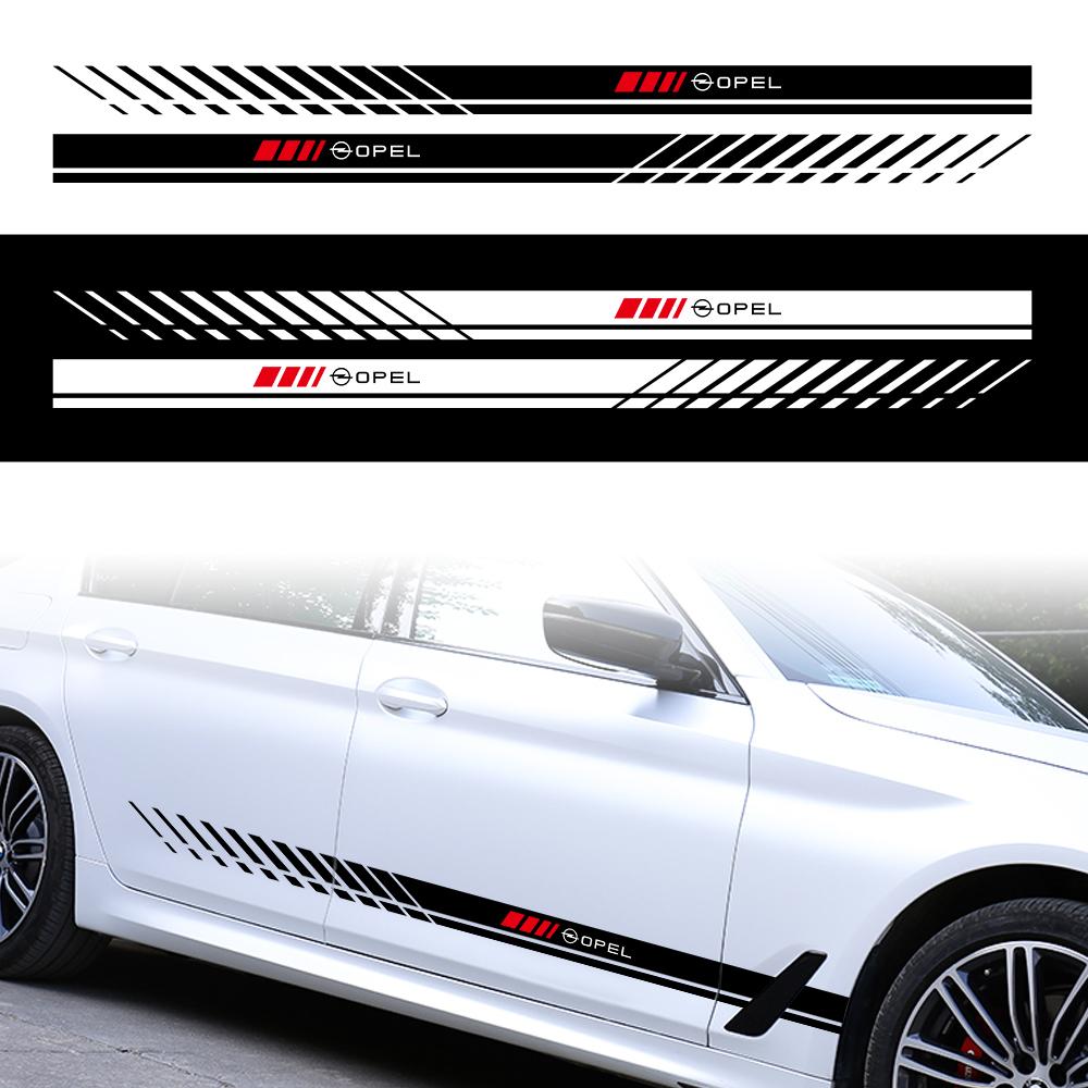 2PCS Car Racing Stripe Vinyl Decals Side Skirts Truck Decor Waterproof Sticker For Opel Astra H G J Insignia Mokka Zafira Corsa