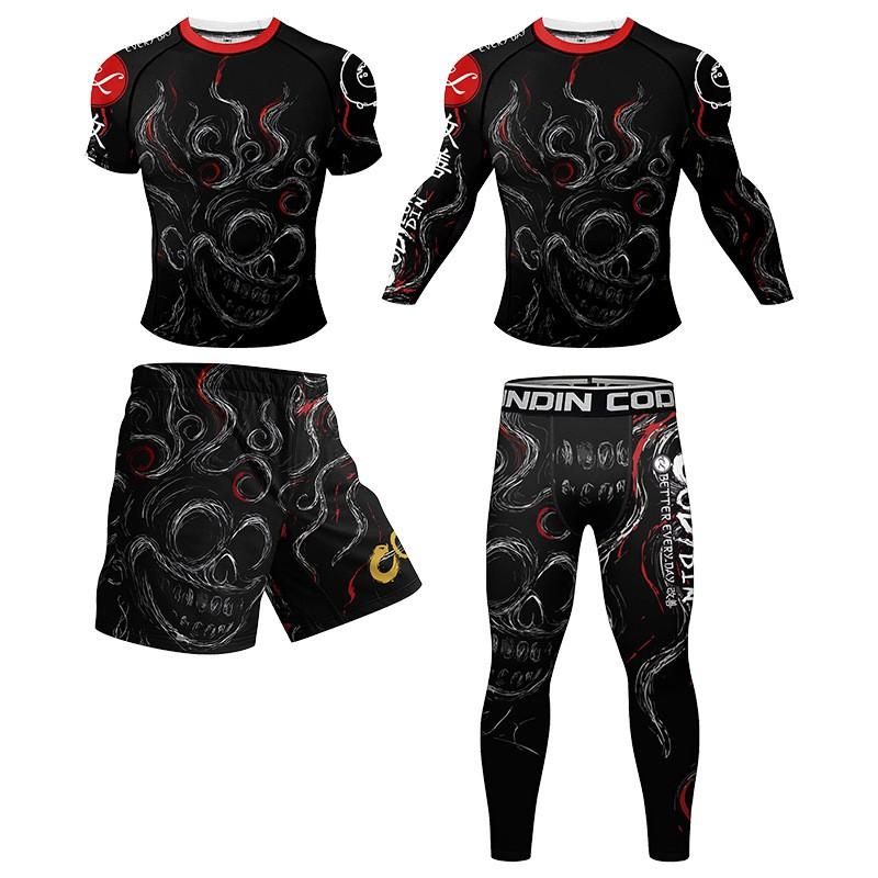 Mens Quick-Dry Athletic Set: Compression T-Shirt Shorts Breathable Sportswear Running Gym