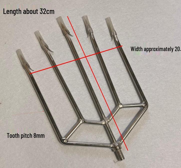 Stainless Steel Multi-functional Barbed Fish Spear Head - Handmade Flat Fork Lantern Design