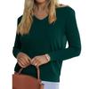 Women's Fashionable Casual V Neck Solid Color Long Sleeve Top