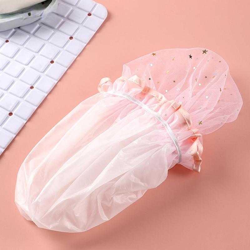 Double Layer Starry Sky Design Thick Waterproof Shower Cap Star Pattern Bathroom Hair Salon Supplies Bath Hat Bonnets for Women