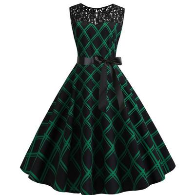 Retro Sleeveless Lace Swing Dress