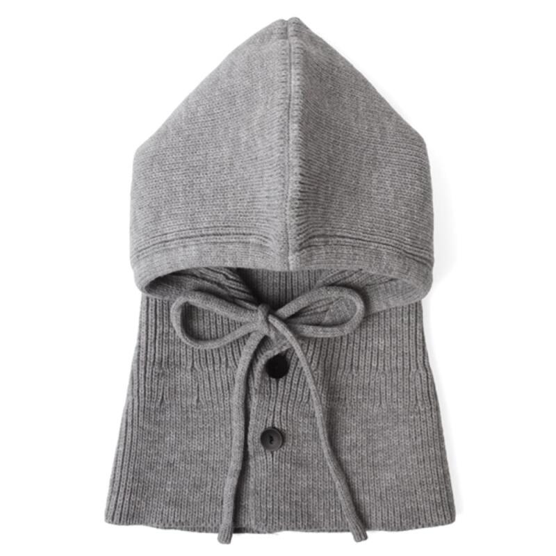 Button Balaclava Women s Plain String Muffler Neck Warmer black