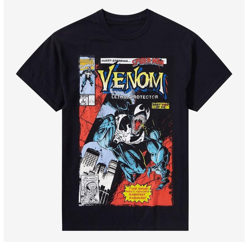 Marvel Веном Смертоносный Защитник Комикс Футболка Размер S-5XL Унисекс Футболка XXXXL