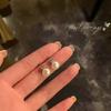 Princess Cut Freshwater Pearl & Rhinestone S925 Silver Stud Earrings