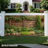 Rustic Brown Timber Plank Greenery Bush Courtyard Photo Background