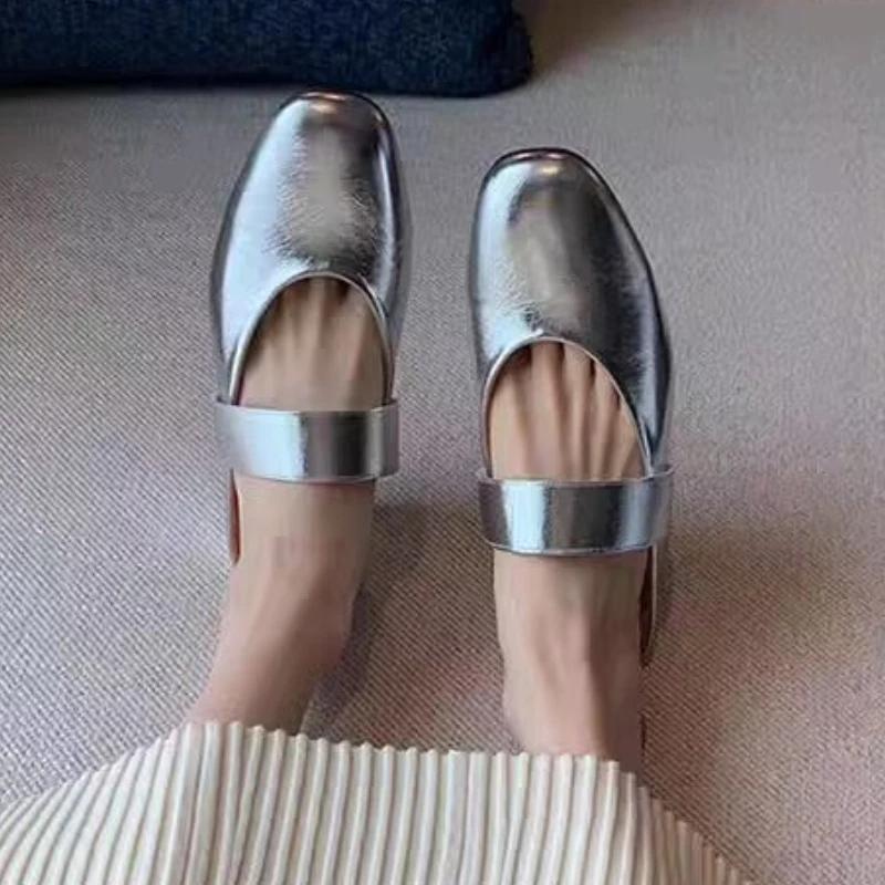 Módní dámské boty 2024 Módní slingbacky Dámské pantofle Podzimní uzavřená špička Mělké Jednobarevné Společenské Casual Nízké podpatky Kancelářské dámské boty
