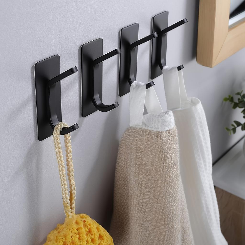 4pcs, No Drilling Required, Adhesive Hook for Clothes,Towels,Bath Towels, Bathrobes, Hats, Keys, Hooks, Bathroom, Toilet, Bedroom, Dormitory, Kitchen