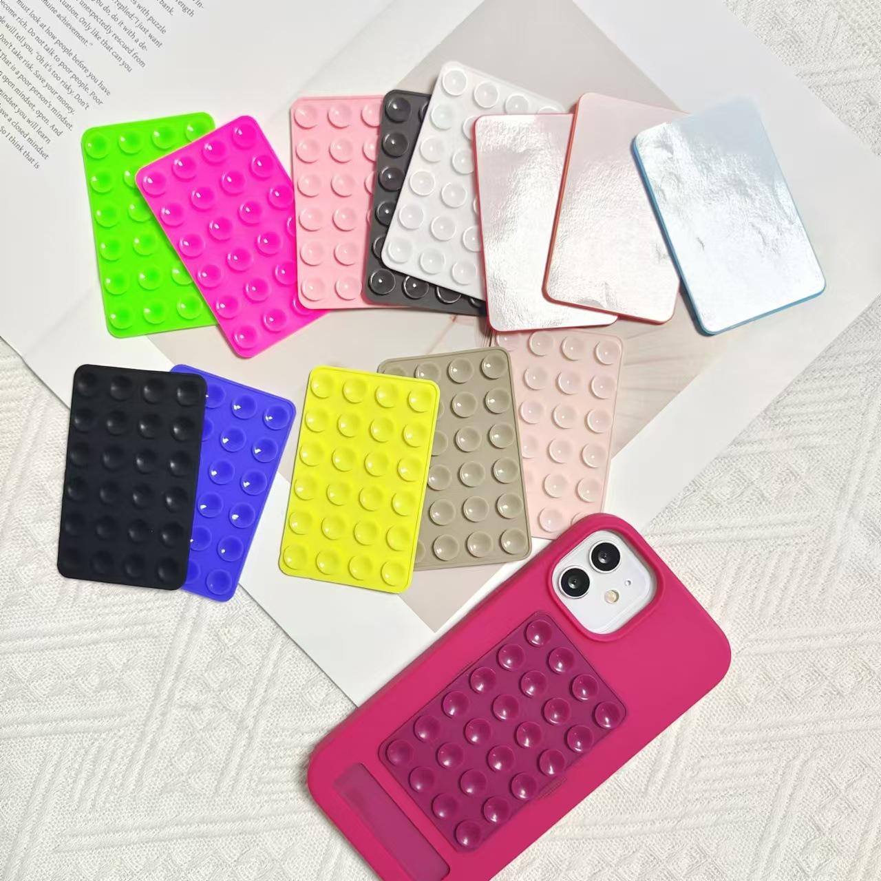 Popular multi-functional solid color double-sided silicone suction cup, mobile phone silicone suction cup, strong silicone simple suction cup Pearlescent bag mixed packaging