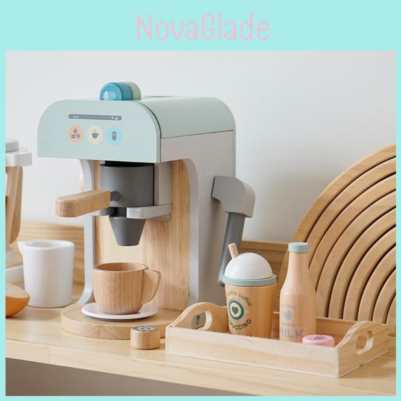 Wooden Kids Pretend Coffee Machine Toy For Children Age 2 To 5 With Realistic Design And Visual Skills Development