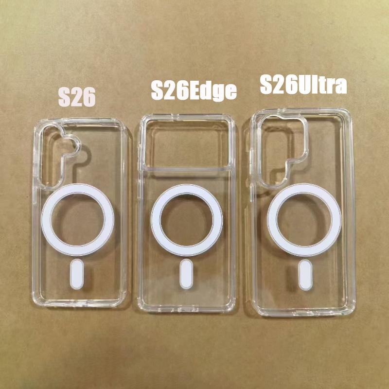 Transparent Minimalist Acrylic for Magsafe Case for Samsung Galaxy S26 Ultra Edge Magnetic Wireless Charging Shockproof Cover