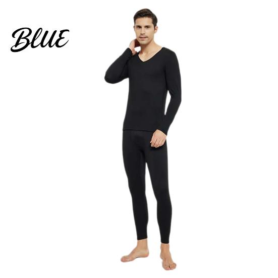 Winter Base Layer Long Sleeve Thermal Underwear Pcs/Set Men Set 2 V Neck Warm Thick