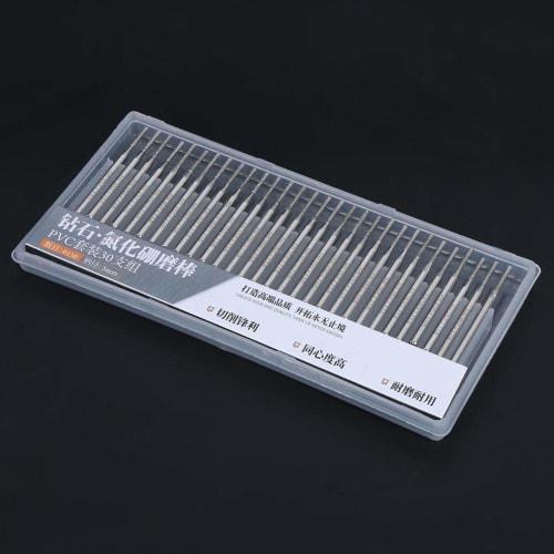 30-Piece Set of Cylindrical Grinding Drill Bits with Diamond Grinding Stones, 3mm Shank, 1.5mm Grinding Tip Diameter, for Cutting and Polishing Finish