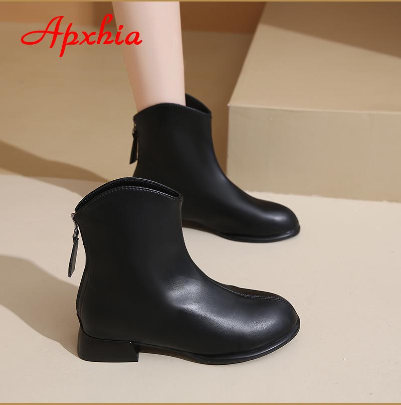 Aphixta Hot Sale Back Zipper Women Ankle Boots Square Heel Pointed Toe Lady Footwear Shoes Women Zapatos Mujer 2024