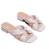 Fashion Shiny Crystal Thick Heels Sandals for Women Plus Size Cross Band Square Toe Slippers 2025 Summer Lightweight Comfort Beach Shoes