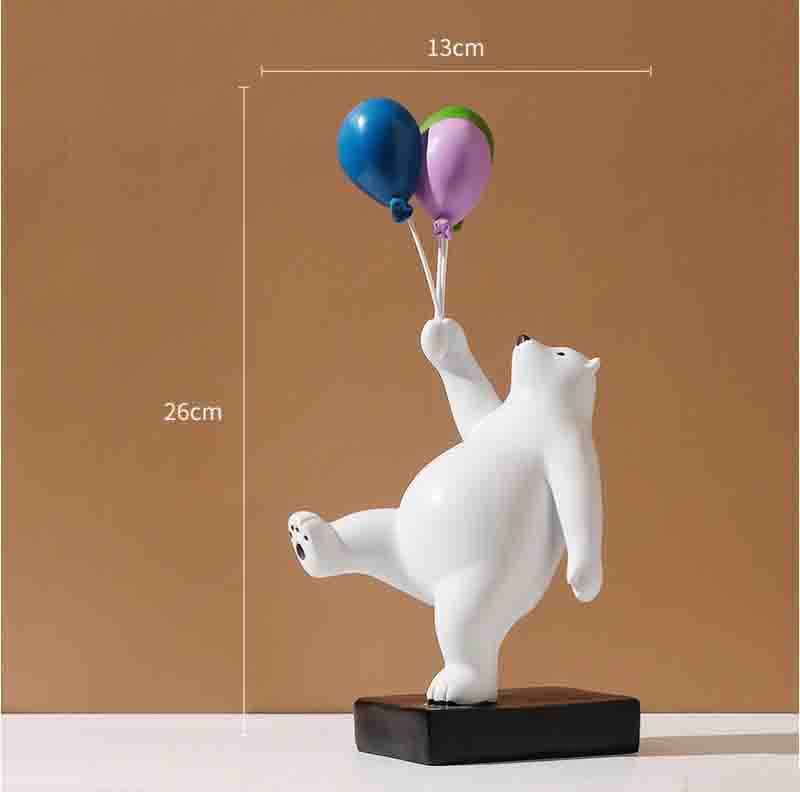 Modern Cute Multi Gesture Balloon Rabbit Bear Resin Statues Ornaments Children Room Accessories Home Cafe Desktop Figurine Decor