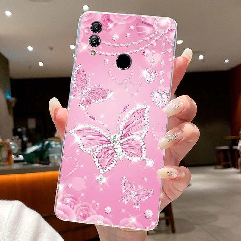 Phone Case For Honor 10 Lite/Huawei P Smart 2019 Coque Butterfly Bow Protective Casing Transparent Soft Silicone TPU Cover Funda