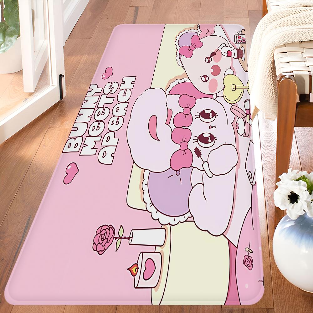Esther Bunny Long Game Hallway Carpet INS Style Soft Bedroom Floor House Laundry Room Mat Anti-skid Bedside Area Rugs