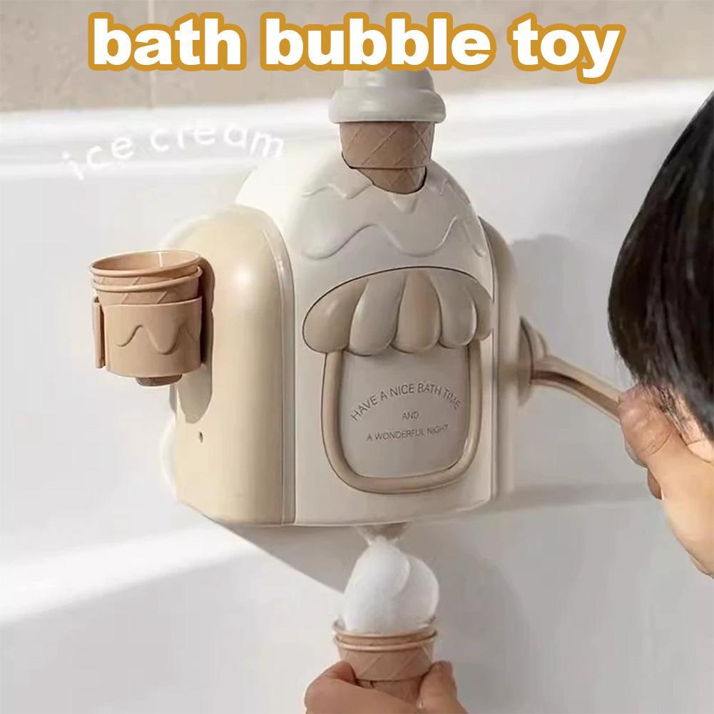 Eiscreme-Seifenblasenmaschine, Badespielzeug für Kleinkinder, manuelle Eiscrememaschine, Schaumspielmaschine, interaktives Spielzeug für Eltern und Kinder