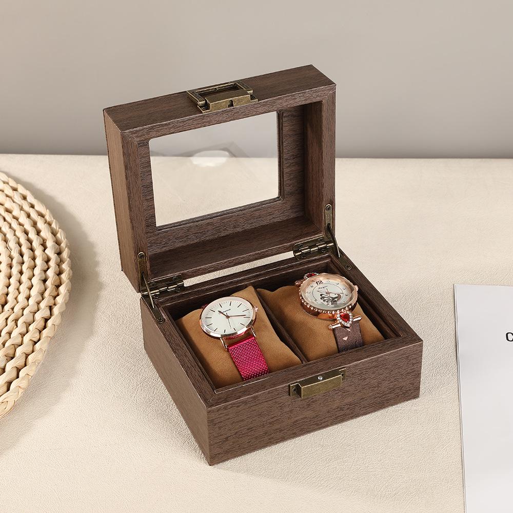 Vintage Wood Grain Leather Watch Box - High-End Bracelet Display & Storage Case