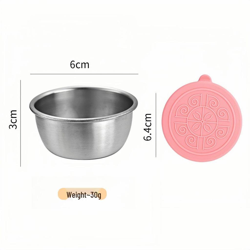 Stainless Steel Sauce Cup with Silicone Lid - 304 Dipping Dish for Salad, Tomato, and Seasonings.