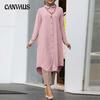 Spring and Autumn Women's Dress Plus Size Lapel Casual Button Long Sleeve Shirt Dresses