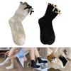 Women's Lolitas Cute Summer Calf Socks Japanese Sweet Bowknot Crew Socks JK Uniform Loose Socks Ruffle Frilly Ankle Sock