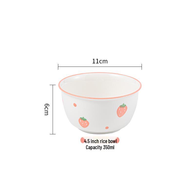 Strawberry Ceramic Bowl & Plate Set: Cute, Girly Dinnerware for Kids' Meals