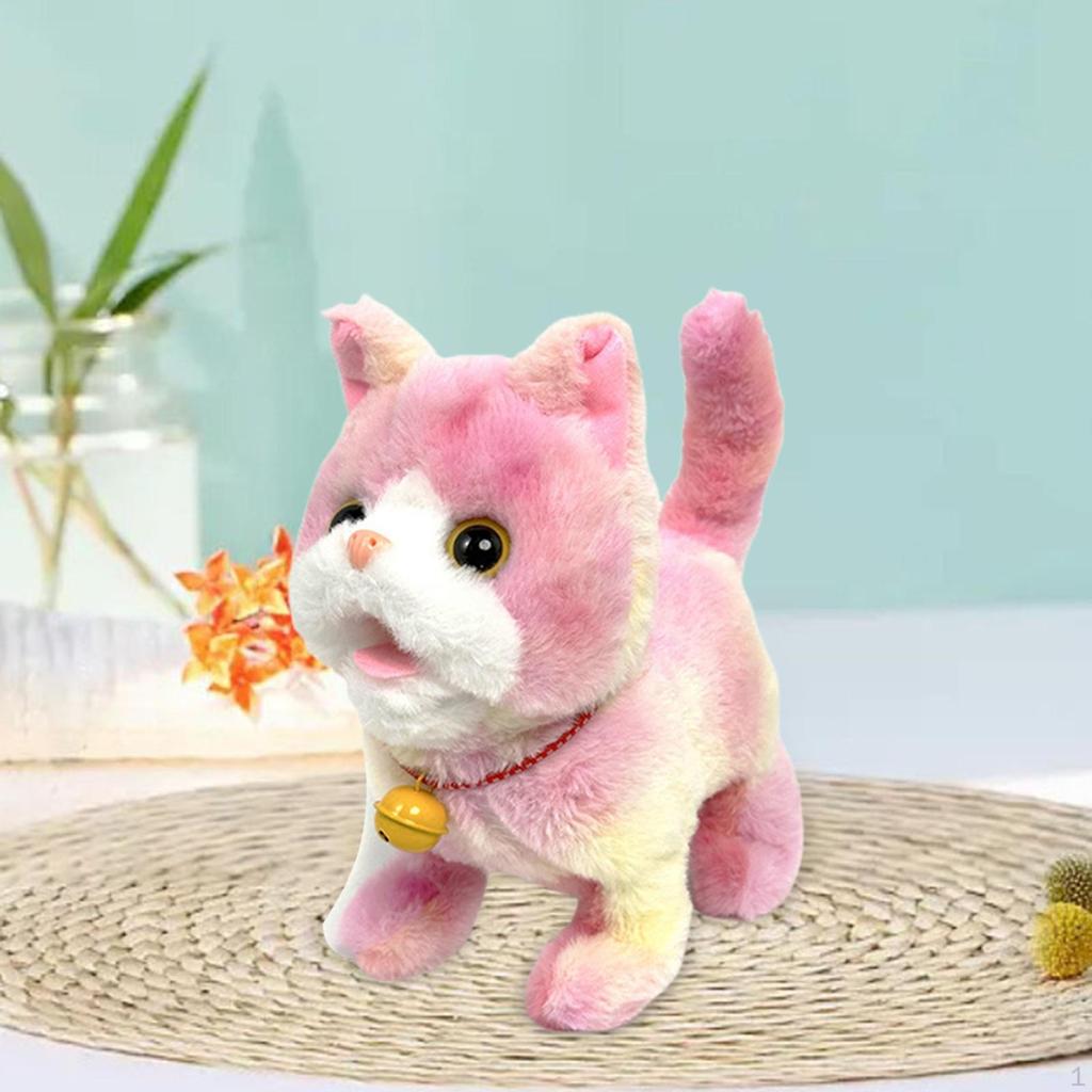 Electric Plush Animal Cat Toy Children's Pet Tail Wagging Meowing Electronic for Bedtime
