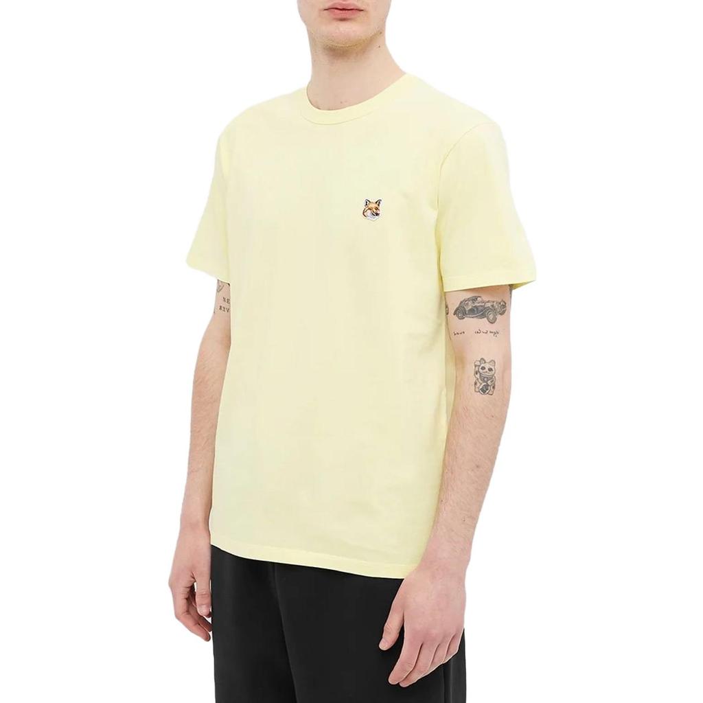 Maison Kitsune Animal Pattern Printed Crew Neck Short Sleeve T-Shirt Men Tops Yellow IM00111KJ0008-P720