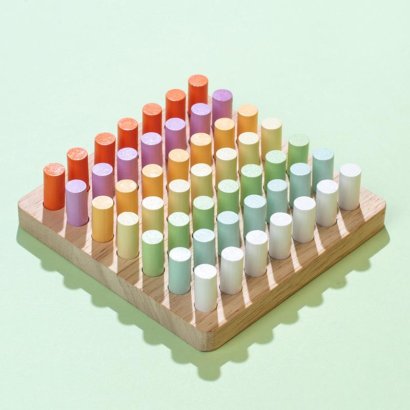 Children'S Montessori Early Education Wooden Colorful Plugboard Hand-Eye Coordination Training Color Cognitive Educational Toys