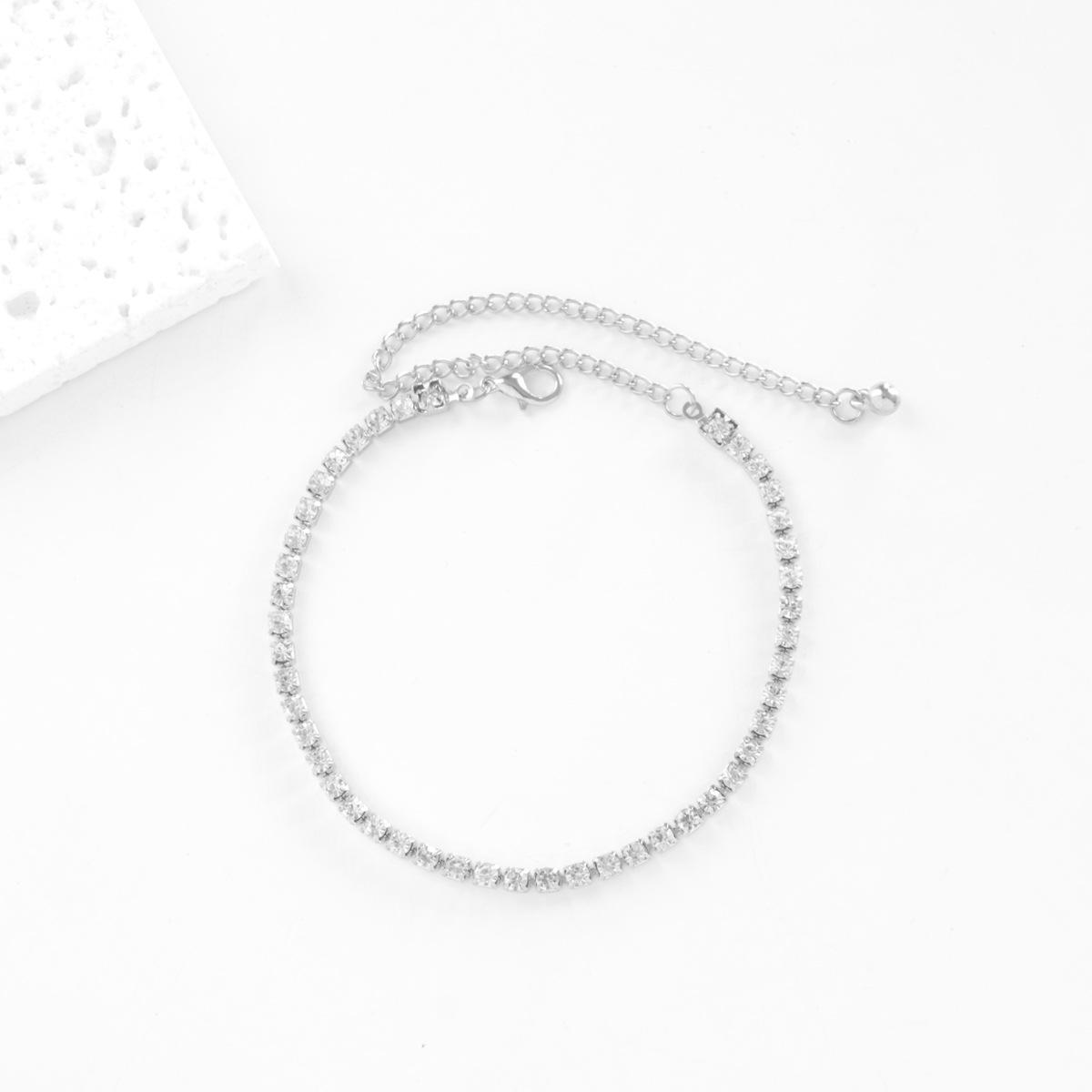 

Трендовый европейский и американский пляжный браслет на ногу с полным бриллиантом 2023, трансграничное блестящее модное украшение для ног серебряный