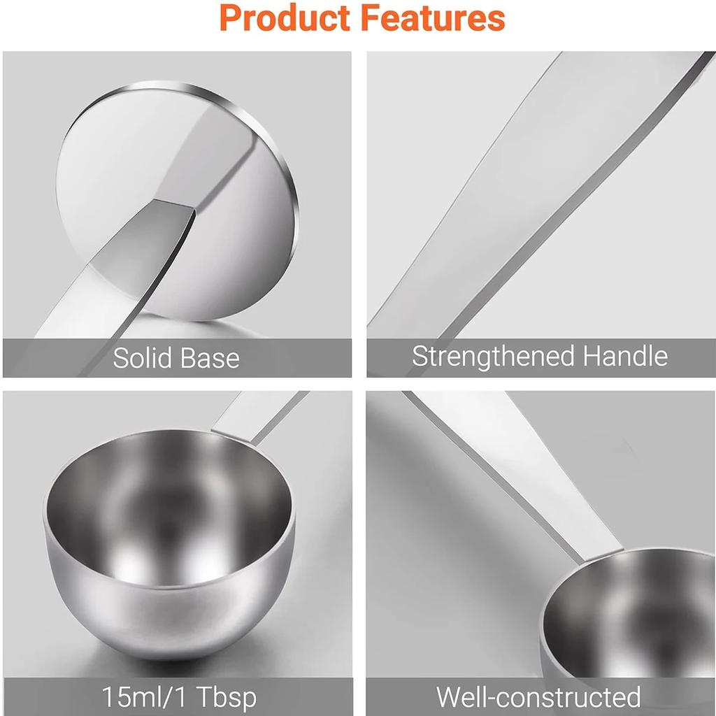 1Pc 2-in-1 Stainless Steel Coffee Scoop,Tamping Dual-Purpose Coffee Spoon Powder Hammer Tamper for Measuring and Tamping