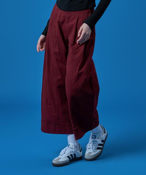 KOLEAT Wide Manish Pintuck Stitch Cotton Pants [Red] Kcl.