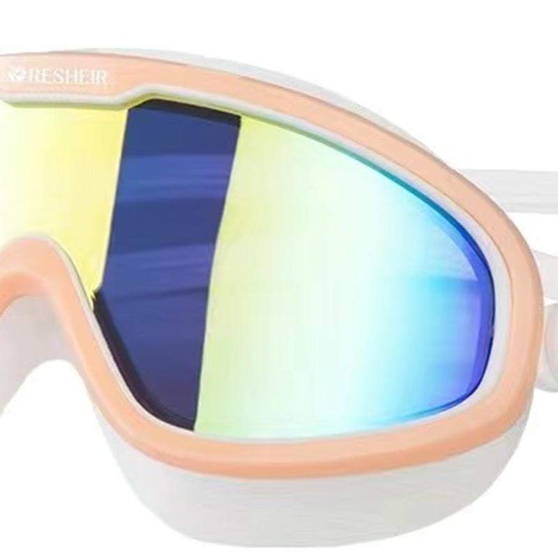 Swimming Goggles Antifog Leakproof Large Frame Clear Fashionable Swim Goggles for Men Women Pink Electroplate