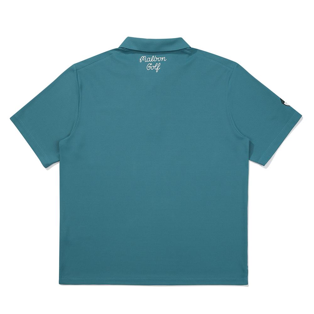 MALBON GOLF M Embossed Polo Shirt Teal Blue (Man)