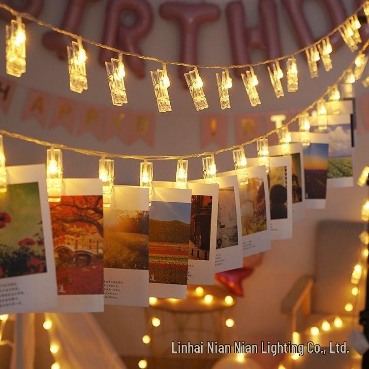 

Светодиодные гирлянды с прищепками для фотографий - Дизайн в виде сердечек и звездочек для создания атмосферного декора 3m 20 Lights Battery