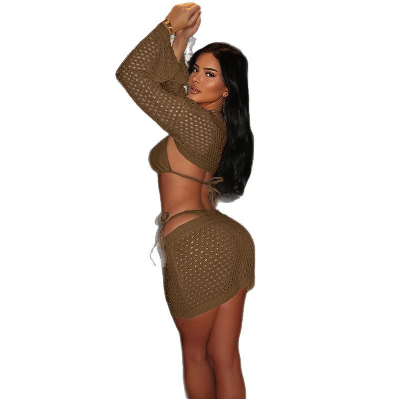 Export Plážové Cestovní Strappy Bikini Set s Krycí Midi Sukní