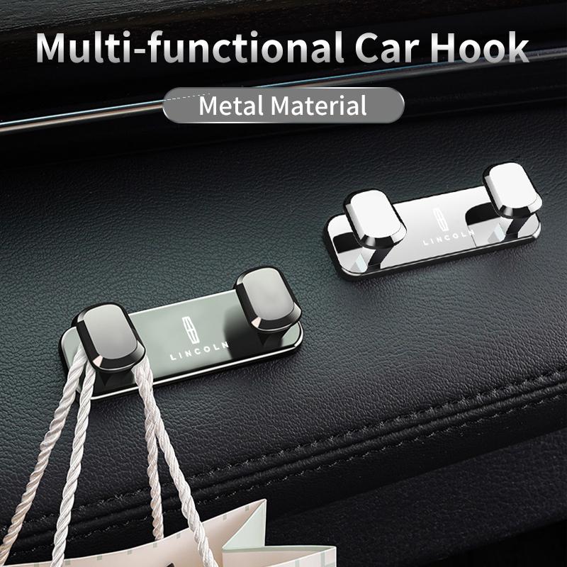 Car Metal Hooks Home Wall Double Hooks Laser Logo Accessories Interior For Lincoln MKZ MKX Aviator Navigator Continental Corsair m1