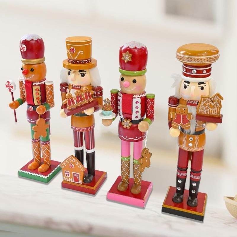 Festival Nutcrackers Soldier Ornament Delicate Christmas Wood Nutcrackers Soldiers Hand Painted Festival Decoration
